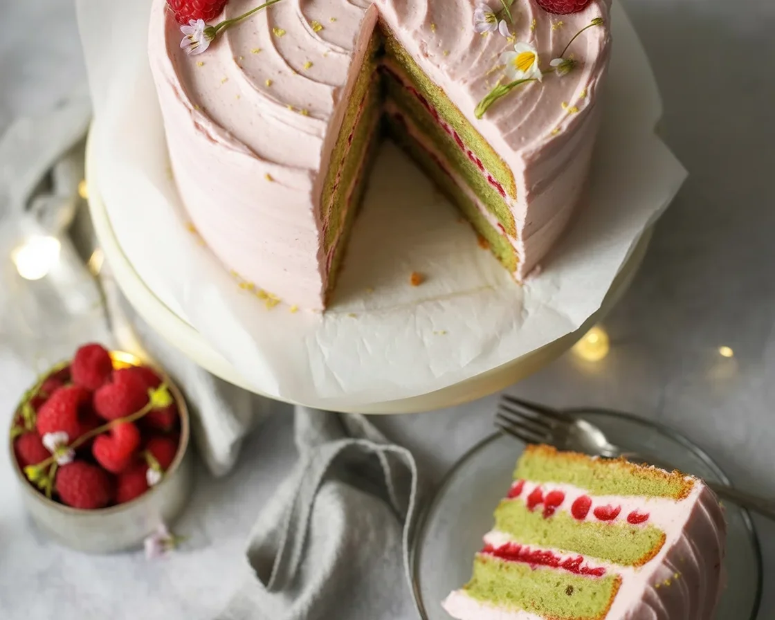 Deliciously Fluffy Raspberry Pistachio Cake to Savor