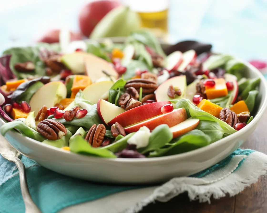 Harvest Salad with Roasted Autumn Veggies and Maple Drizzle