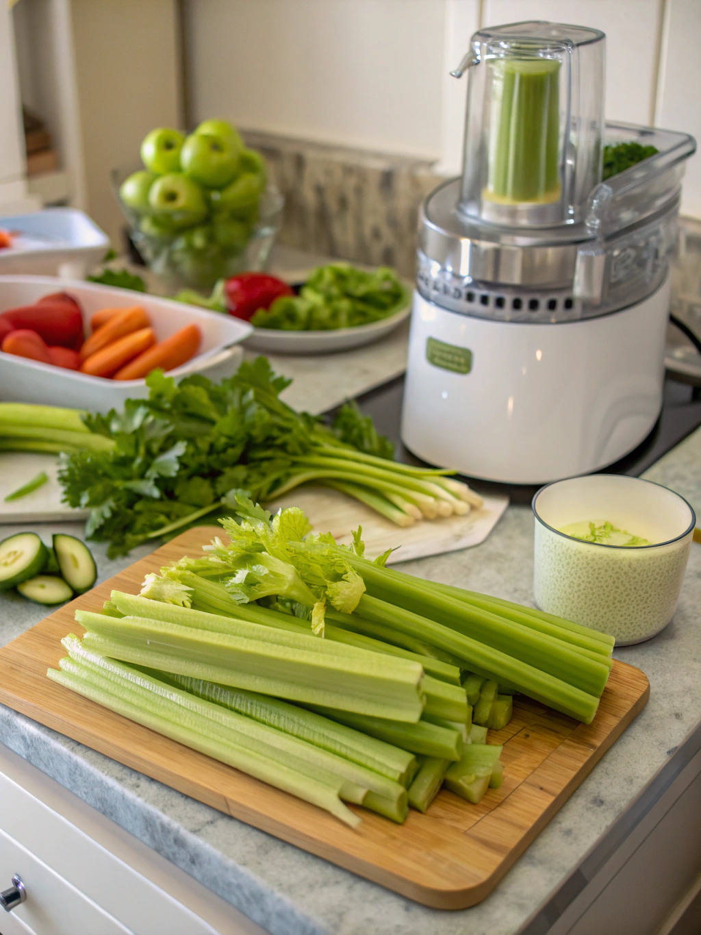 Celery Juice preparing steps