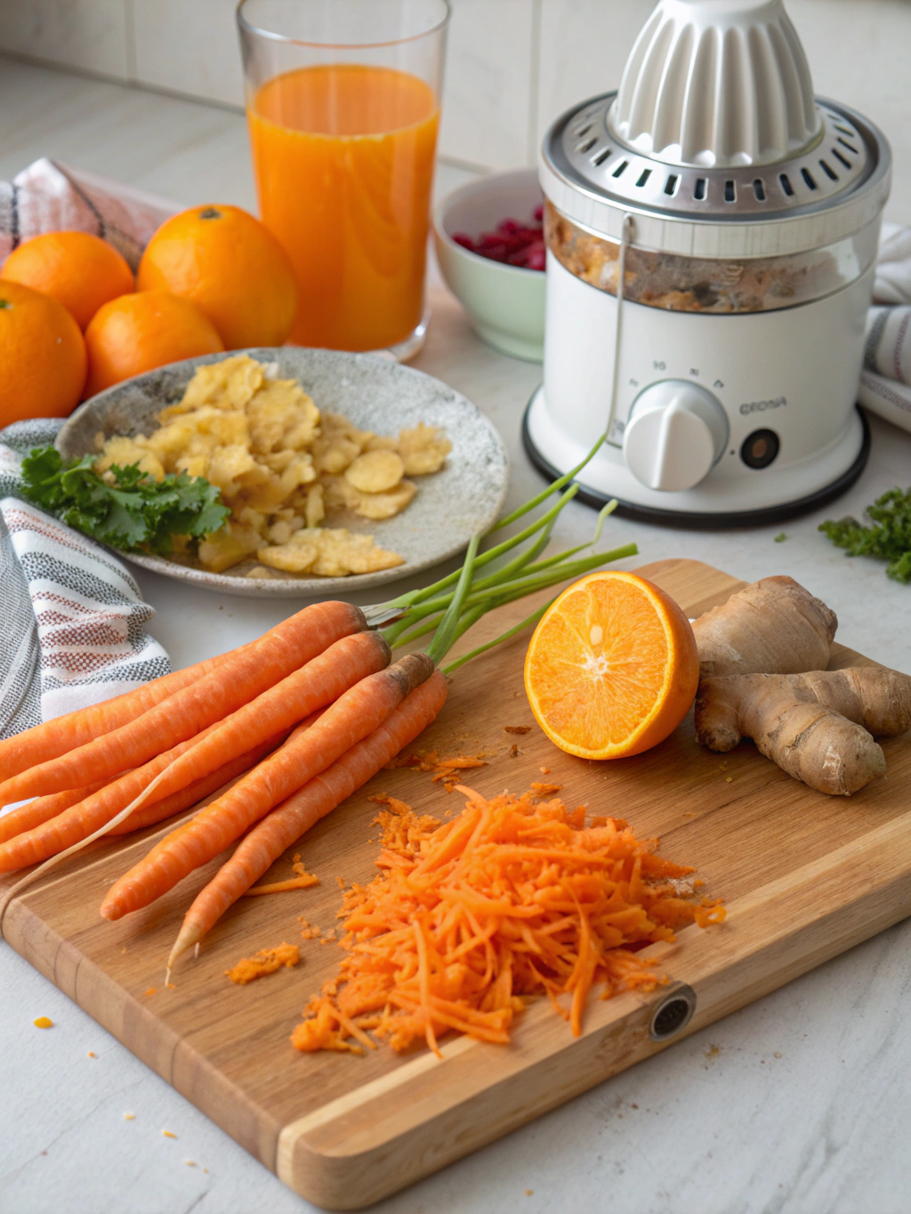 Carrot Ginger Orange Juice preparing steps