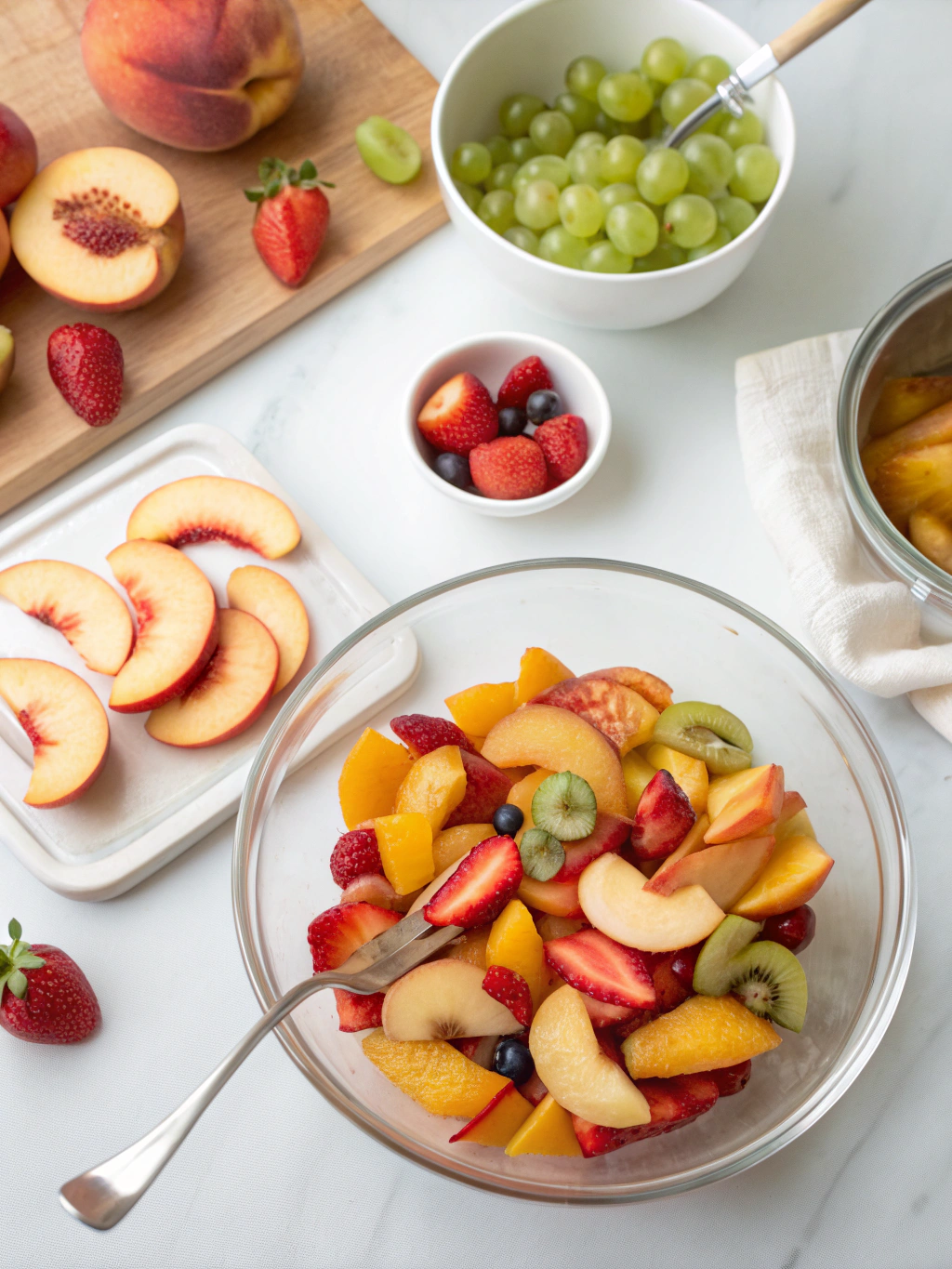 Peach Fruit Salad preparing steps