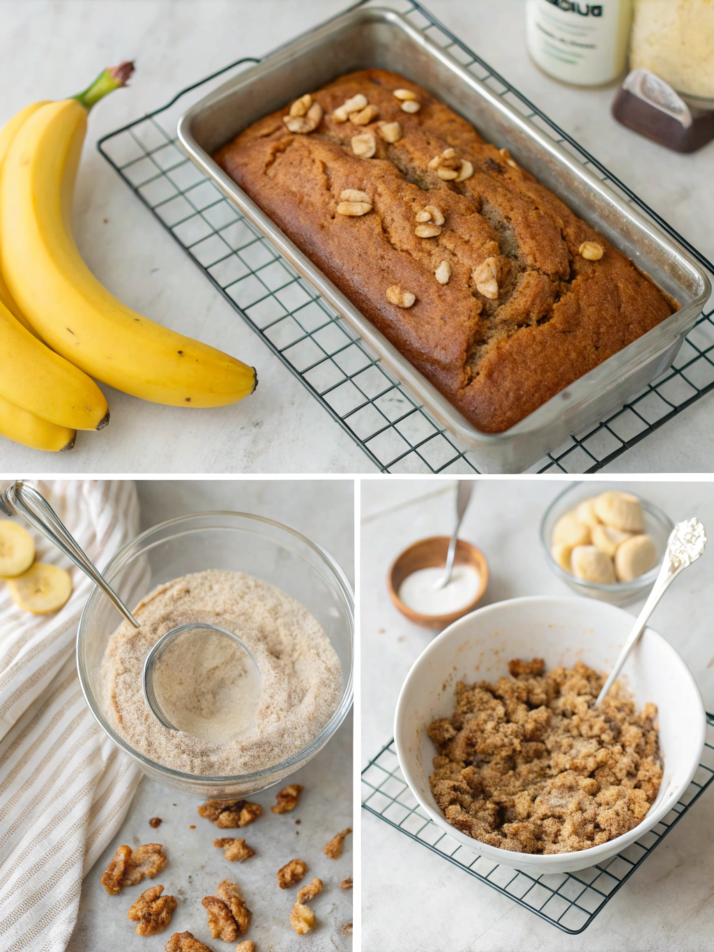 banana nut bread preparing steps
