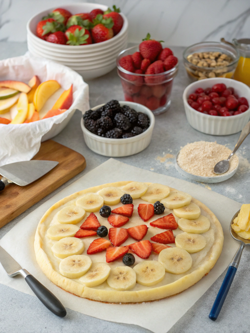 fruit pizza preparing steps