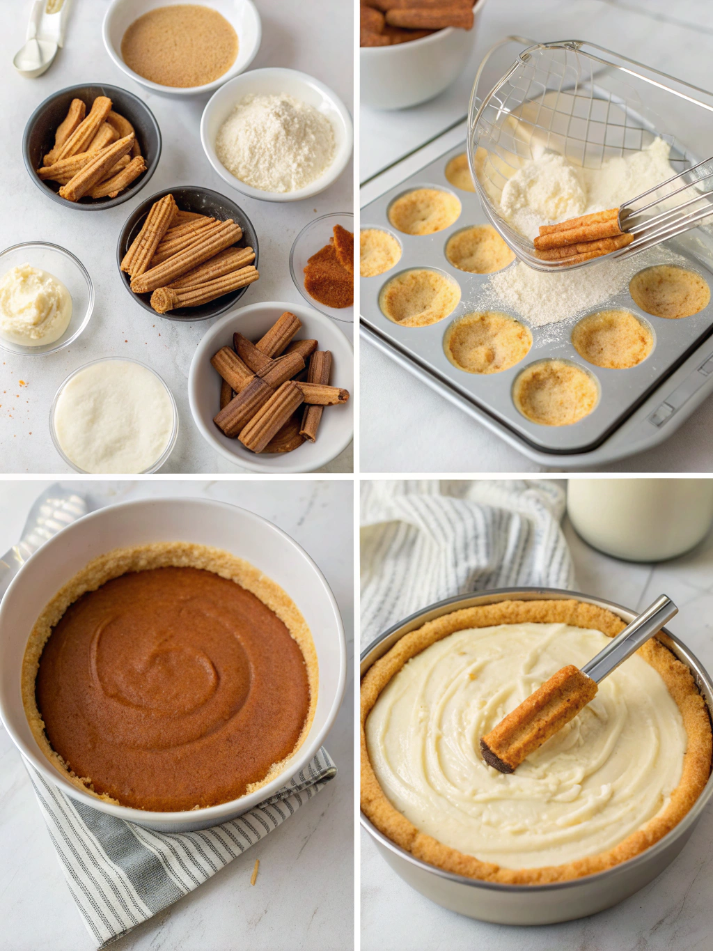 churro cheesecake preparing steps