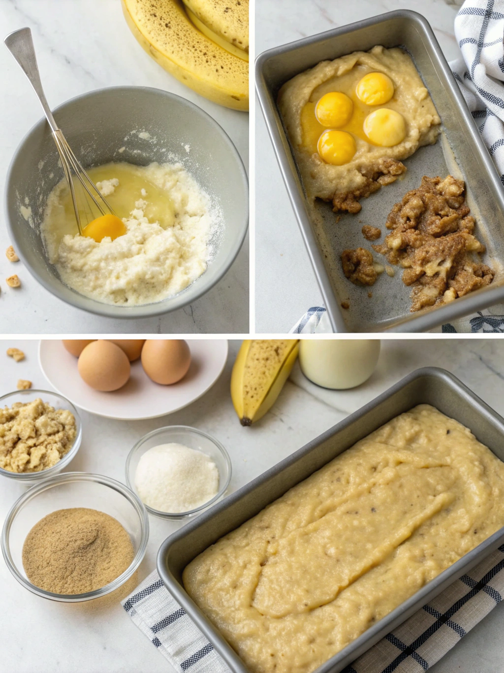 moist banana bread preparing steps