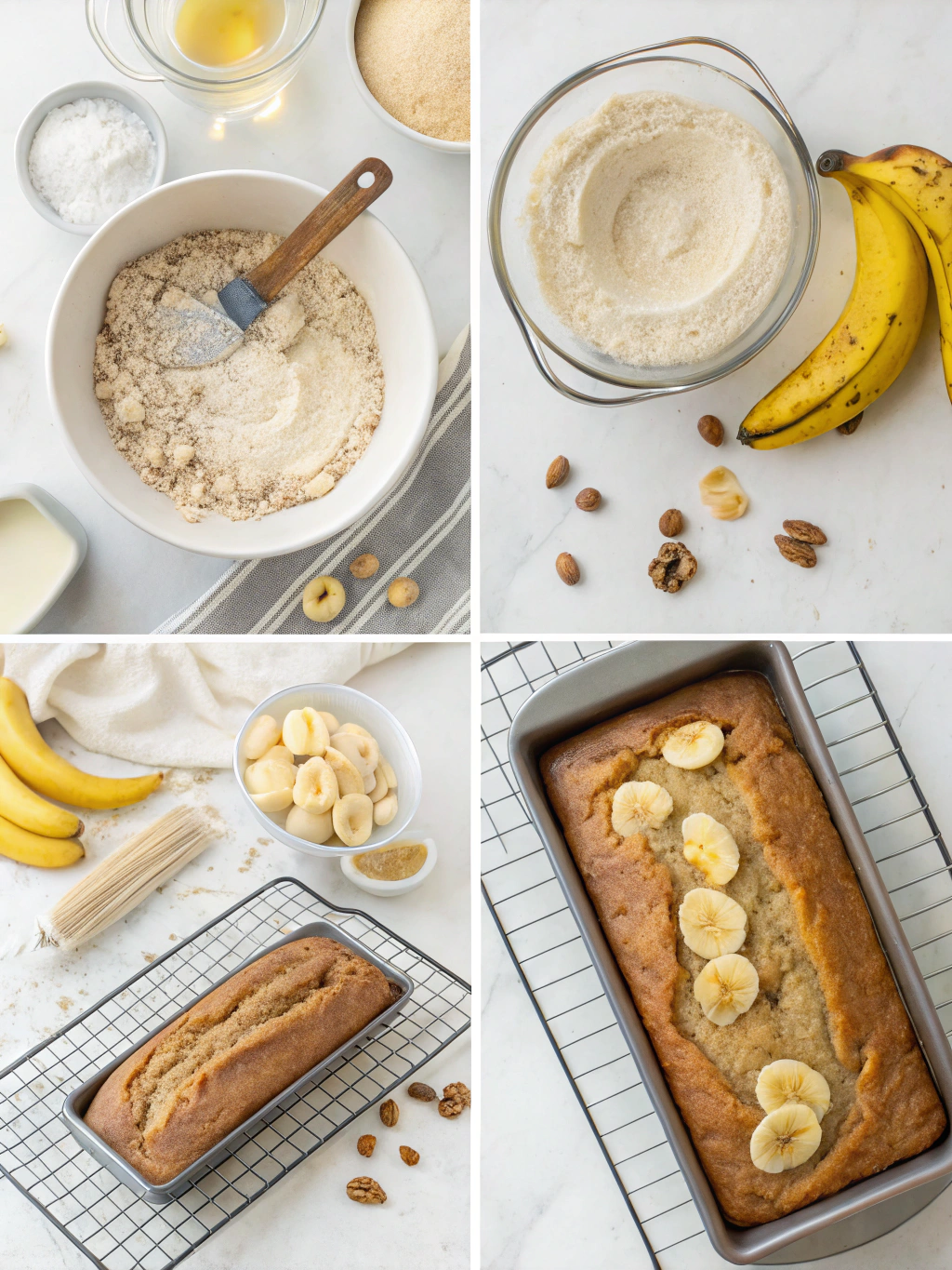 classic banana bread preparing steps