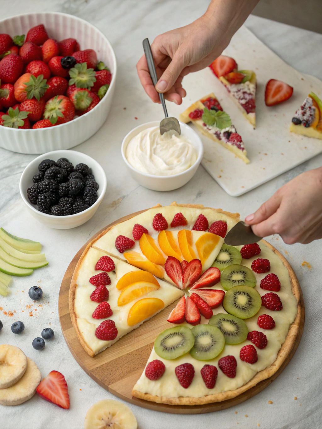 fruit pizza preparing steps