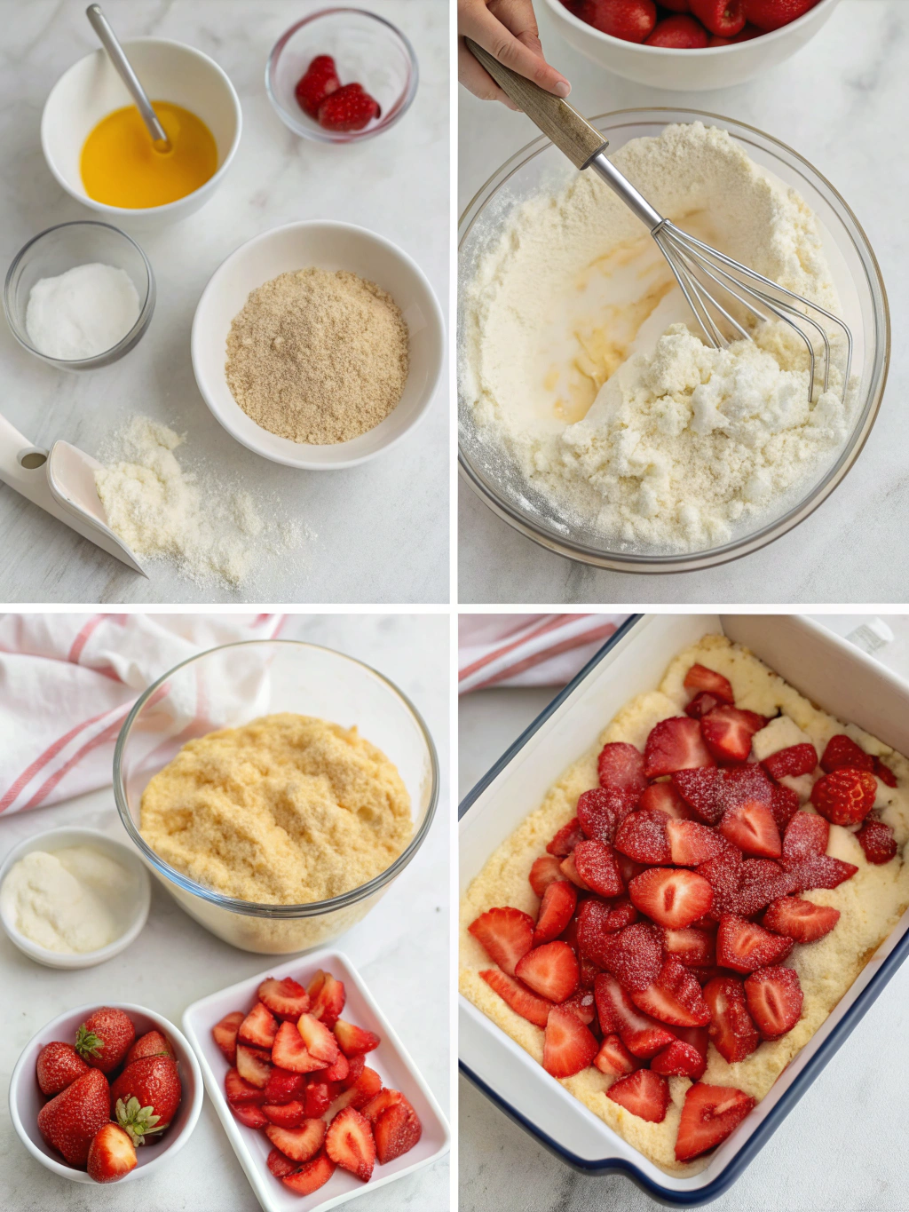 strawberry cheesecake dump cake preparing steps