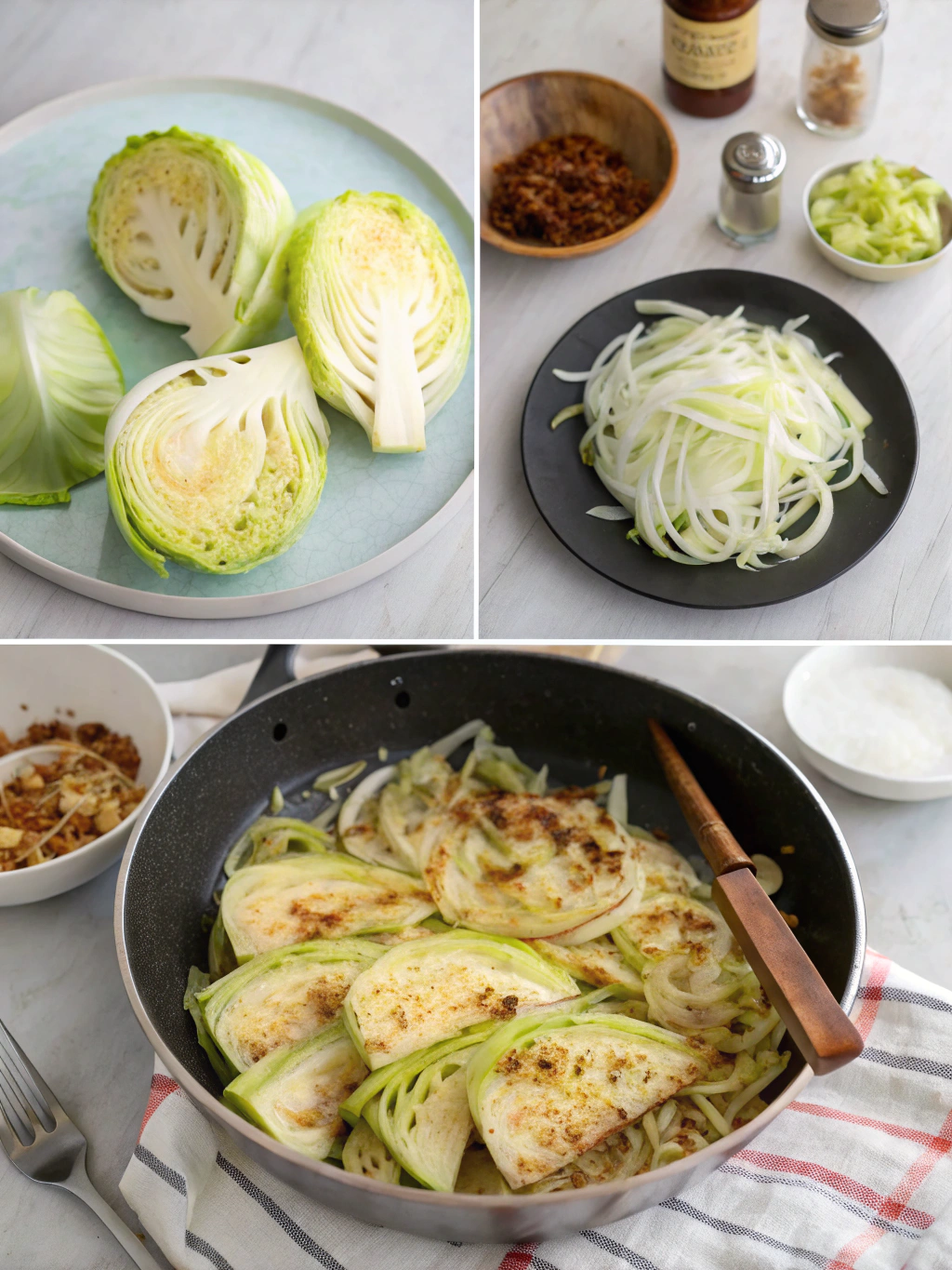 Sauteed Cabbage preparing steps