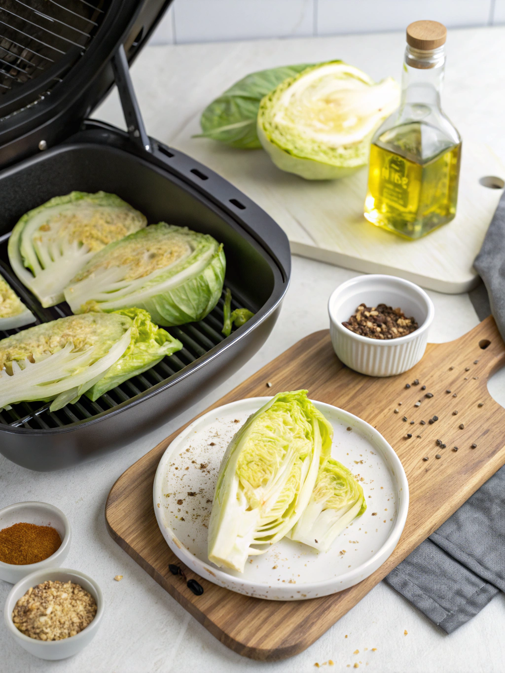 Crispy Air-Fryer Cabbage Wedges preparing steps