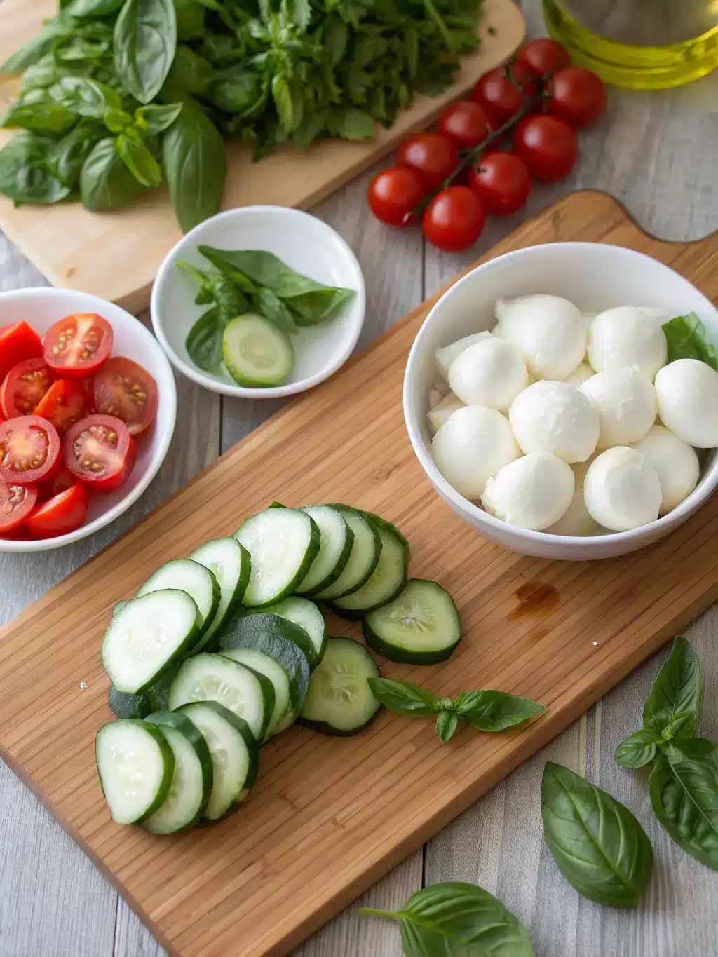 Cucumber Caprese Salad ingredients