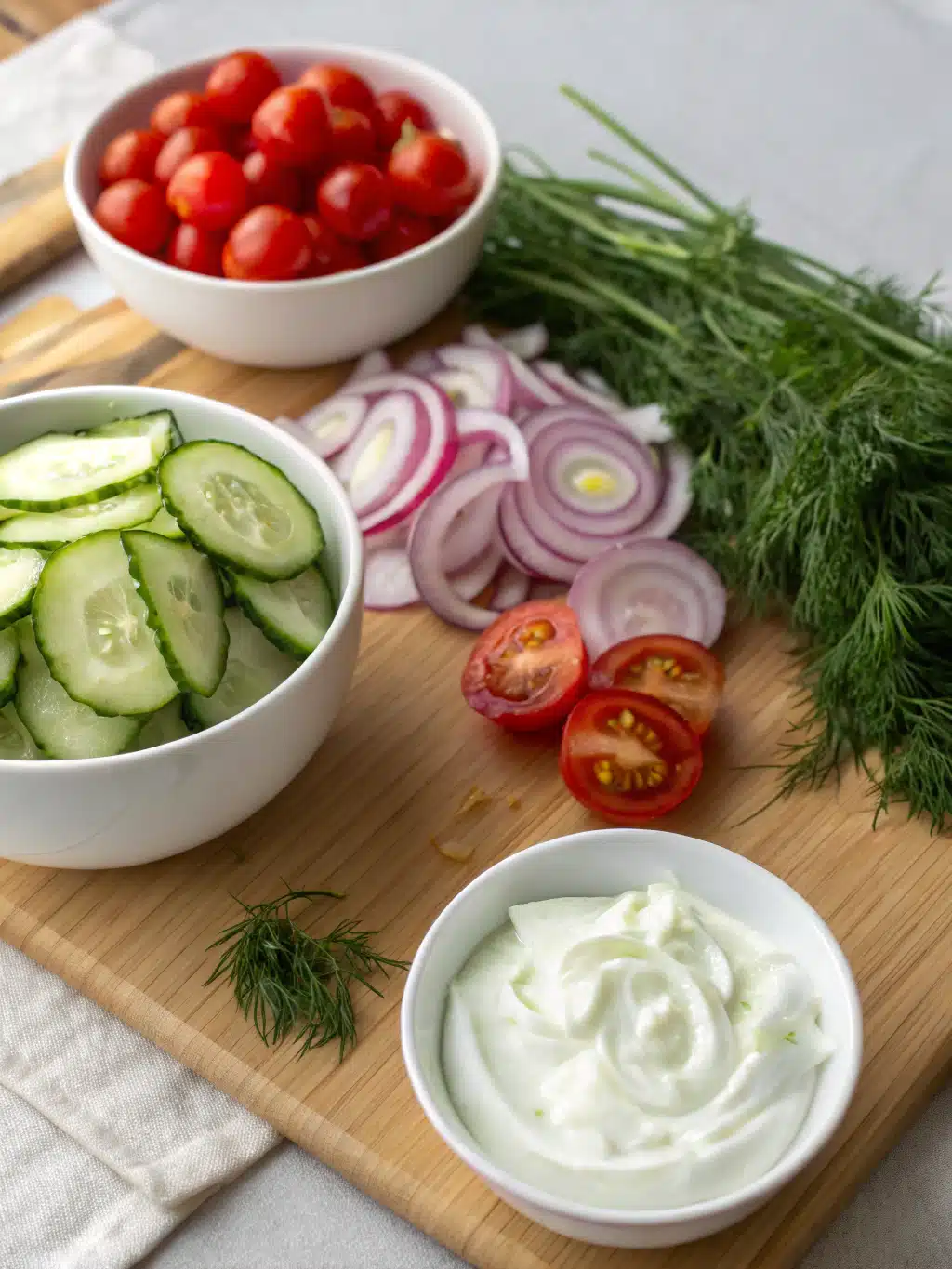 Creamy Cucumber Salad ingredients