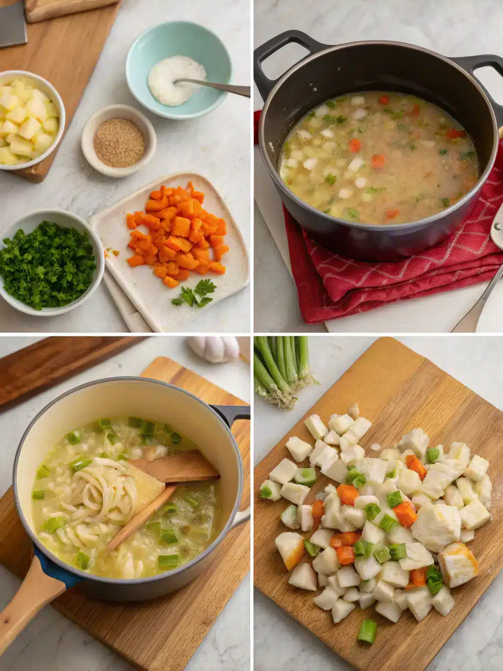 Chicken Pot Pie Soup preparing steps