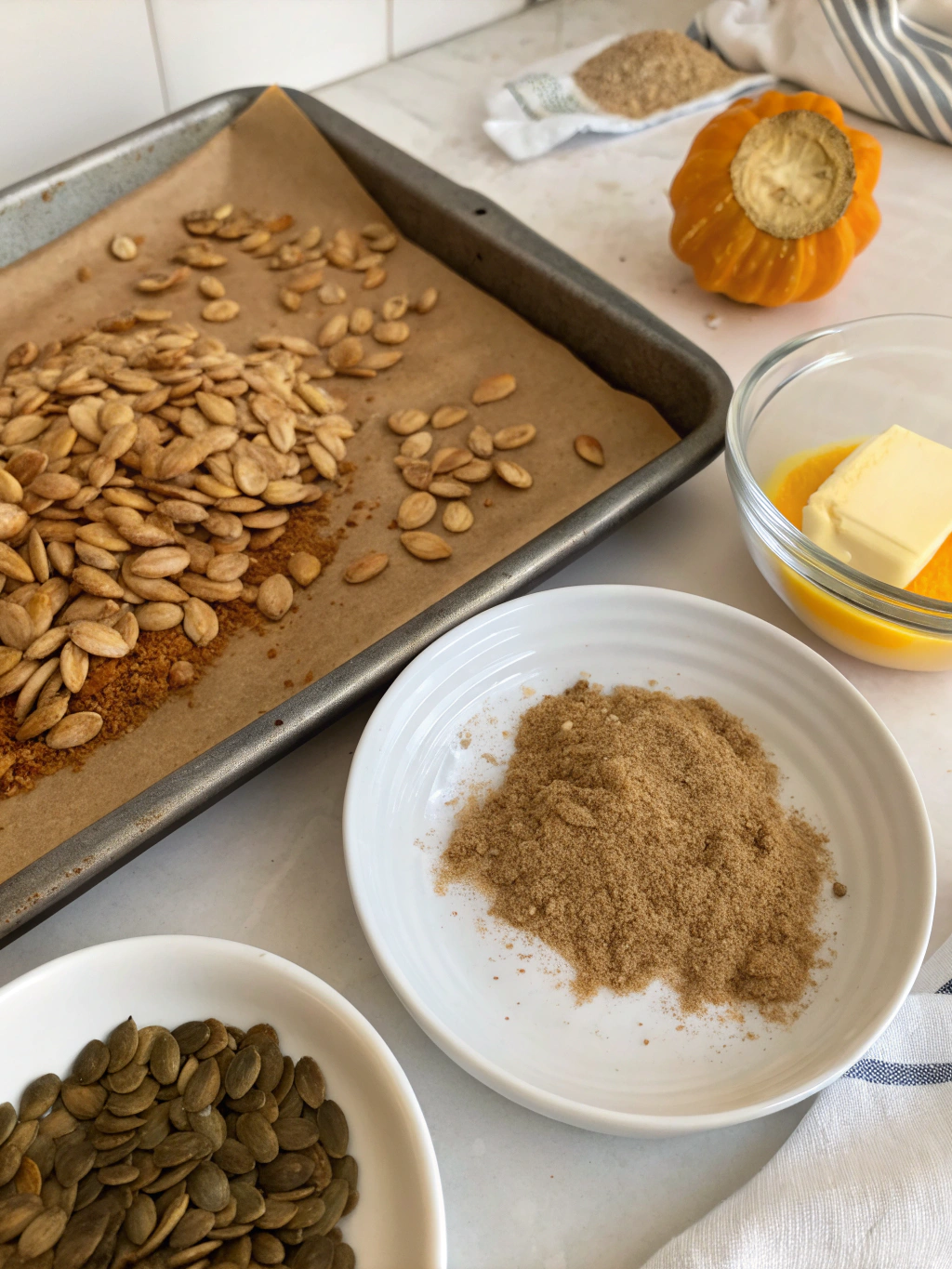 Cinnamon Sugar Roasted Pumpkin Seeds preparing steps