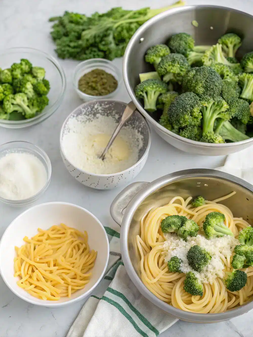 Healthy Broccoli Pasta preparing steps