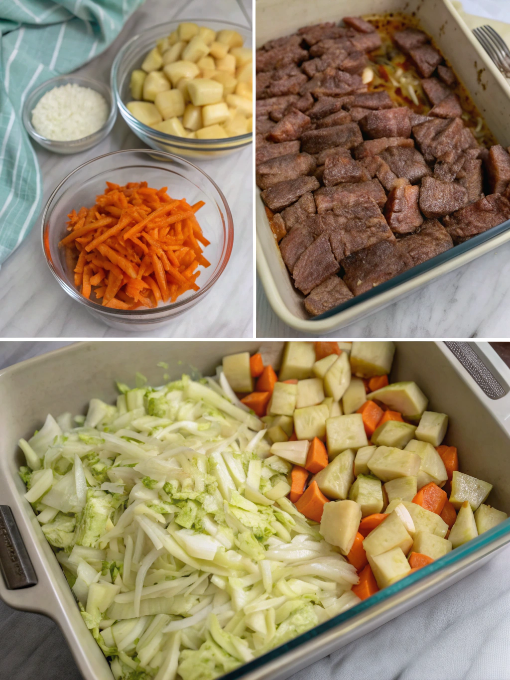 Beef and Cabbage Casserole preparing steps